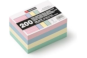 Miquelrius - Flashcards, Schede di studio A7 (150 x 100 mm), 200 flash cards a righe per appunti, Cartoncino 200 g/m², Materiale scolastico e da ufficio, Colori pastello