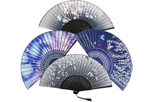 通用 Falten Handfächer Hochzeit, 4er Bambus Faltbare Fächer Hochzeit Fecher Sommer Handheld Faltfächer Hand Fächer Holz Hand Fan Wandfächer Handheld Faltventilator Klappfächer für Hochzeit Wanddeko