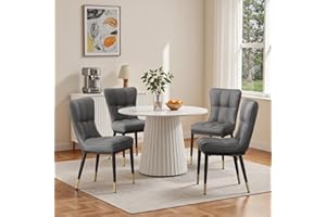 Bekrvio Set of 4 High Back Faux Leather Dining Chairs – Modern Upholstered Knocker Design with Deep Sponge-Padded Seat & Metal Legs, Stylish and Comfortable Dining Room Chairs