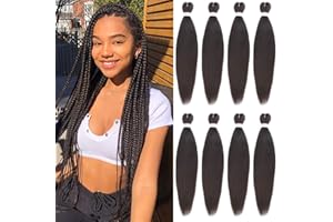 Xtrend 26 Zoll 8 Packungen Pre-stretched EZ Braiding Hair Professional Easy Crochet Braiding Hair Hot Water Setting Perm Yaki Synthetic Hair for Twist Braids Hot Water Setting (4#)…