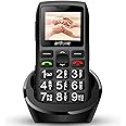 artfone C1Plus Big Button Mobile Phone,Senior Mobile Phone for Elderly People,Dual SIM Basic Phones with Charging Dock,1800mAh,SOS,Easy to Use - Black