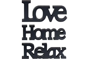 levandeo Love Home Relax Schriftzug Schwarz MDF Buchstaben Holz Deko Aufsteller Tischdeko Wohnkultur Dekoration