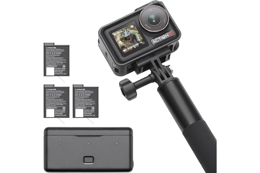 DJI Osmo Action 5 Pro Combo Adventure 4K Action Camera with 1/1.3" Sensor, 12H Long Battery Life with 3 Batteries, Stabilization, Two OLED Touchscreens, Mini Action Camera for Travel, Vlog, Single