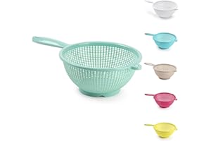 PLASTIFIC Plastic Colander Food Sieve Strainer Basket for Food Washing Draining Pasta Spaghetti Rice Salad Vegetable Kitchen Cooking Hobby Design 4 (24cm - Mint Green)