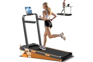 LONTEK Tapis de Marche Pliable Inclinable 16%, 10km/h Tapis de Course Pliable Inclinable, avec Affichage LED, Télécommande, 3.0 HP Treadmill Walking Pad, Tapis de Marche Bureau, 136KG Max Charge