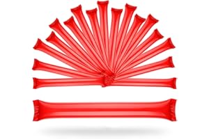 Hillylolly 50 Pièces Bâton Gonflable en Plastique, 60×10cm, Bâtons de Tonnerre Gonflable, Applaudisseurs pour Jeux de Paris et Coupe d'europe L'animation et Les événements Sportifs (Rouge)