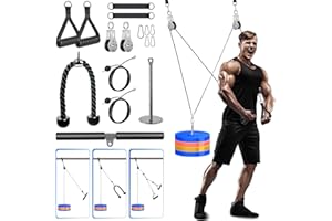Lyndwin Poulie Musculation, Fitness DIY LAT Pulldown Machine Systeme Maison Musculation Kit avec Double Corde Poignet Poulie Haute et Basse pour Triceps Biceps Curl Dos Epaules de Sport à Domicile