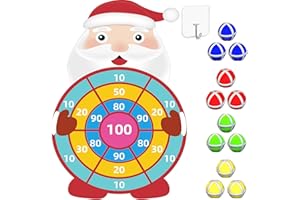 JKGIFTS 76CM Christmas Decorations - Large Christmas Kids Gifts Toys for 3-9, Santa Claus Dartboard Set with 12 Sticky Balls, Christmas Stocking Fillers Party Favour Indoor Outdoor Games Kids Toys for 4-10