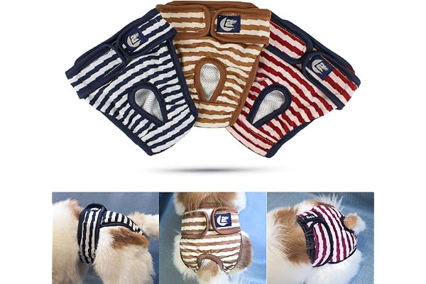 Namsan Couche pour Chien (Paquet de 3) Lavables Culotte pour Chien Femelle Chaleur Confortable pour Animaux Femelles, Chiens, Chiots