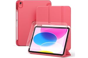 CACOE Case for iPad A16 11th/10th Generation(2025/2022) with Pencil Holder & Screen Protector 11/10.9 inch - Full Protective Tablet Cover for iPad 11/10 Gen, Watermelon Pink