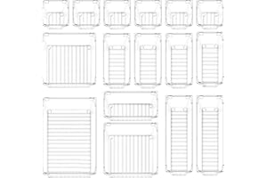 InnoGear 16 pezzi Organizzatori per Cassetti Scrivania, Organizzatori per Trucco, Scatole Portaoggetti di Plastica per Ufficio, Cucina, Camera, Trasparente