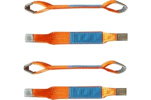 JCSERVICE 4 Stück Profi Quergurt für Spanngurt - 50mm ORANGE/Auto Transport Gurt/Zurrgurt Radsicherung Doppelschlaufen Zurrschlaufen Autotransport