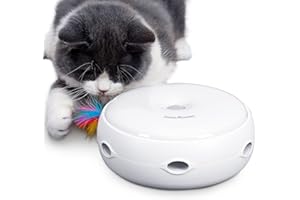 HAPPY HACHI Cat Toy Interactive Feather Smart Kitten Teaser Toy Electronic Auto Three Modes Random Stimulates Cat's Senses Funny Pet Toys, Included Battery&Spare Feather