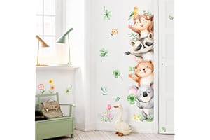 Supzone Stickers Muraux Enfant Éléphant Koala Raton - Autocollant Mural - Déco Murale Ludique pour Chambre Salle de Jeux - Décoration Éducative Animaux Sauvages