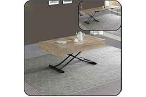 VOLERO', Mesa de Centro elevable y Extensible, Modelo Achille XL, Sistema de Subida y Bajada, Mesa Multifuncional (Roble)