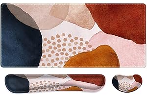 Mouse mat Set,iCasso desk mat 900 x 400mm,Stitched Edges Gaming Mouse Pad & mouse mat wrist support&Keyboard Wrist Rest,Waterproof Surface Desk Pad with Non-slip Rubber Base (Color block)