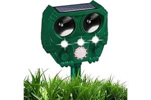 ASSCA Ultrasonic Fox Repellant Cat Repellent Garden, Cat Deterrent Pet Animal Deterants Solar Powered & Waterproof, Flashing Light and USB Charge, Outdoor Farm Yard, Effective for Cats, Dogs, Foxes