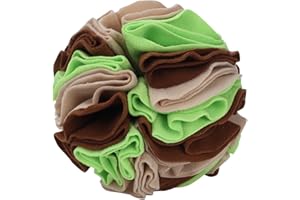 DONGKER Sniffing Ball per Cani,6/8" Giocattolo Palla da Snuffle per Cane Lavabile Giocattoli Puzzle per Animali Addestramento e Giochi Interattivi (7.9, verde marrone)