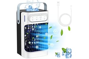 YEXHOT Condizionatore Portatile, Climatizzatore Raffrescatore D'aria Evaporativo Ventilatore Aria Condizionata Portatile, Serbatoio Dell'acqua Da 900 ML, Timer 2-8h, 3 Velocità E 3 Nebbie, per Casa/Ufficio