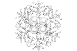 MELLIEX Weihnachten Schneeflocken Brosche Pin Strass Perlen Weihnachtsbroschen Kristall Weihnachtsschmuck, Gold & Silber