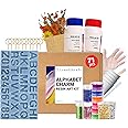 TRENDIKRAFT 71pcs DIY Alphabet Keychain & 4" Coaster Epoxy Resin Art Kit with Dry Flowers Includes Silicone Moulds, Glitters, Flakes, Color Pigments & More for Beginners (2:1 Resin to Hardener, 150gm)