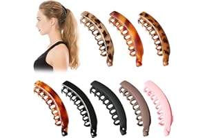 MEIEGOU 8er-Pack banana clip, Große bananenspange haare, Damen Vintage bananen haarspange für dünnes oder dickes, Mädchen Pferdeschwanz rutschfeste Leopardenhaarnadeln, haarklammer groß für einfaches Styling