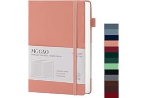 MGGAO A5 Diario rayado 100 GMS Papel grueso rayado con 188 páginas numeradas Cuaderno de tapa dura de cuero premium para escritura personal Estudio Oficina Viajes Grabación