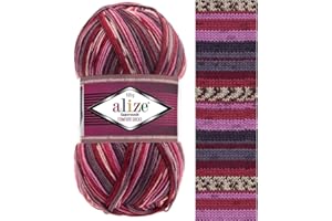 ROME YARN Sock Yarn by Alize 100 g, 420m Superwash Comfort Sock Wool 4ply 75% SW Wool - 25% Polyamide Hand Knitting Yarn Multicoloured (2698)