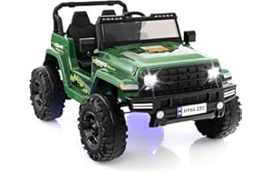 DREAMADE 24V Elektroauto für Kinder, Kinder Elektroauto 2 Sitzer mit Fernbedienung & Hupe & LED- Leuchten & Musik, elektrisches Auto, Elektrofahrzeug für Kleinkinder ab 3 Jahren (Grün)