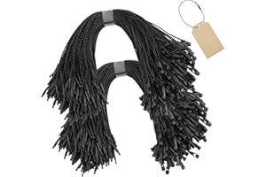 Flintronic 400PCS Nylon String for Hang Tags, Disposable Cotton Hang Tag with Snap Lock, Self Locking Security tag Fastener Ties for Clothes, Products, Brand Tag, Price Attaching Labels (Black)