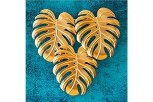 ZEYA Wanddeko gold Monstera aus Metall, 41 x 42 cm, 3D Wandbild Blätter, Monstera Deko Ornament, moderne Wanddekoration Wohnzimmer, Metallwanddeko chic, Metal Wall Decoration, Boho Home Decor