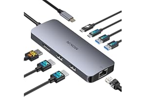 MOKiN USB C Docking Station 3 Monitors, Laptop Dock with 2 HDMI, 4K DisplayPort, 1Gbps Ethernet, 100W PD Charging, 3 USB A/C 3.0, USB C Hub Multiport Adapter for Dell XPS/HP/Lenovo/Surface