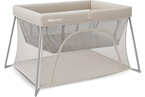 My Babiie MBTC3 Air-Light 3-in-1 Travel Cot, Bassinet, Playpen - Lightweight, from Birth to 15kg, Foldable, Travel Bag, Padded Mattress, Mesh Sides - Ivory