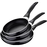 San Ignacio Set of 3 frying pans (16,20,24 mm) Pressed aluminium, Suitable for induction, Navy Black, Multicolor