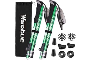 WSOBUE Bastónes de Senderismo,Bastón de Trekking Plegable Anti-Choque Aluminio 7075, Bastones de Marcha para Senderismo Alpinismo Trail Viaje