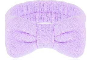 Molain Fasce per Capelli Con Fiocco Fasce Per Capelli da Donna In Pile Corallo Fascia Elastica per Lavare Il Viso Doccia Sport Bellezza Cura Della Pelle (Viola)