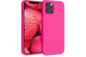 kwmobile Carcasa Compatible con Apple iPhone 12 Pro MAX Funda de Silicona - Flexible con Interior de Microfibra - Suave Protector antigolpes - Rosa neón