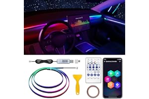 LIGHEID Dreamcolor Acrylic Interior Car LED Strip Light with USB/Type C, 47.24 inches Fiber Optic Tesla Ambient Lighting Kits, 16 Million Colors Sound Active Function for Tesla Model 3/Y/S/X