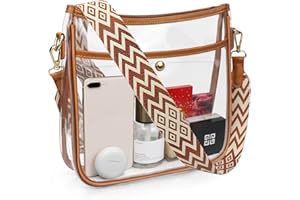 COROMAY Clear Bag Stadium Approved, Crossbody Purse with Adjustable Strap, Leather Bag for Stadium Events