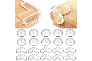KOOSREEL Lot de 20 protège-coins autocollants, 2 formes, transparents protection des bords de table et divers meubles super adhésif amélioré