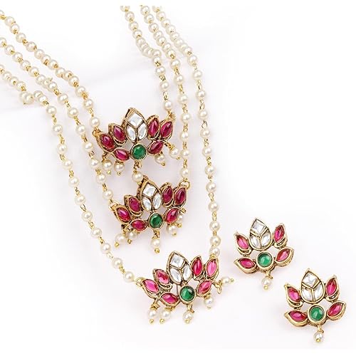 Rubans Necklace Set Gold Plated Traditional Stylish Floral Theme Jewellery Gift for Women & Girls