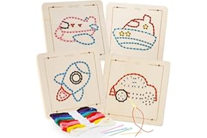 JAIIMEN Montessori Wooden Lacing Toys for Toddlers and Kids Ages 2-4 5-7, Sewing Kit Fine Motor Skill Busy Board, Education Sensory Preschool Toy for 1 2 3 4 Year Olds, Birthday Gift for Boys and Girls