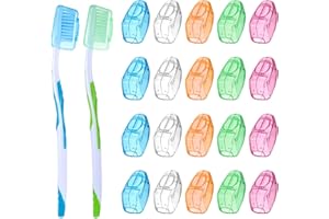 Gjinxi Lot de 20 couvre-têtes de brosse à dents de voyage portables, étui de protection remplaçable compatible avec la plupart des brosses à dents manuelles