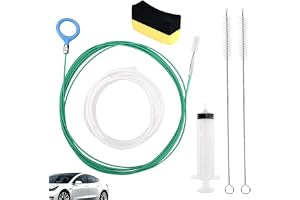 Tinoaly Rengöringsverktyg för Taklucka, 5m Extra Lång Avloppsborste med Rak Borste Spruta Läderslang och Svamp för Biltak Vin