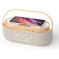 【2022 Newest】 Digital Alarm Clock Radio with Bluetooth Speaker, Night Light, Wireless Charger, Dual Speaker, Adjustable Loud Alarm Sound, Snooze, Dimmable LED Display, Battery Backup(NO Adapter)