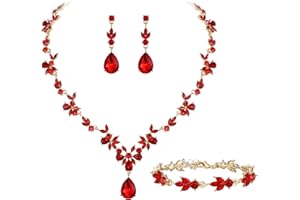 Clearine Wedding Jewellery Set for Women Bride, Y-Necklace Tennis Bracelet Dangle Earrings Set Crystal Teardrop Marquise Cluster Jewelleryfor Bridal Bridesmaid