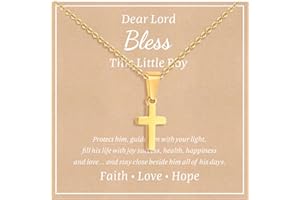 XUANPAI Stainless Steel Cross Necklace for Boys Girls - Silver Gold Cross Chain Necklace Christmas Necklace Jewelry Gift First Communion Baptism Gifts for Teenage Girls Boys Son Nephew Toddler