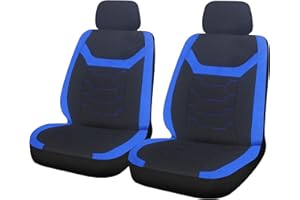 Sakura SS5400 Pokrowce na przednie siedzenia samochodowe i Van - "Finsbury, 1 para w kolorze czarnym z niebieskimi wstawkami, uniwersalne, łatwe dopasowanie, 30 cm x 72 cm x 42 cm