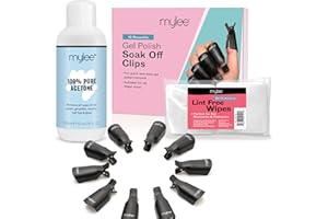 ‎MYLEE Mylee Gel-Nagellackentferner-Set – Reines Aceton 300 ml, 100 Fusselfreie Tücher, 10 Stück Soak-Off-Nagelclips – Gel-Nagellackentferner, Entfernungs-Pads, Wiederverwendbare Clips, Maniküre, Pediküre