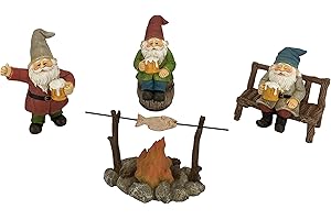 GlitZGlam Gnomi Felici che Bevono Birra! - Set da 5 Pezzi Gnomo da Giardino per Giardino Fatato in Miniatura firmato